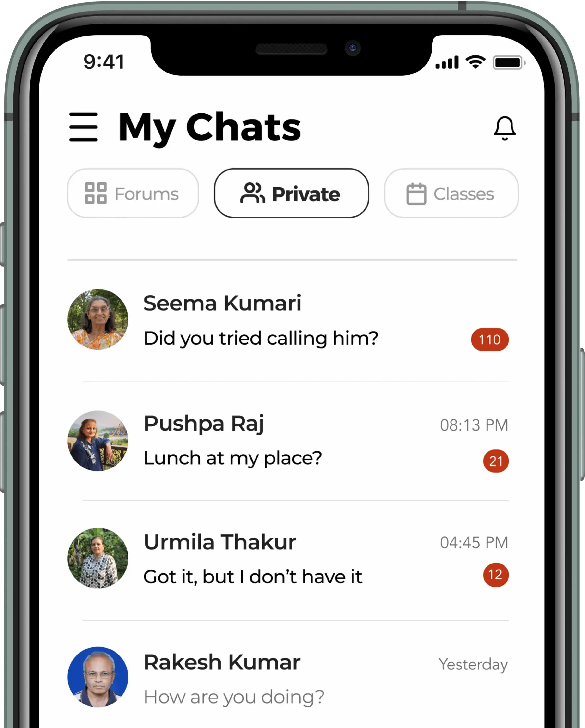 My Chats in SIlver Talkies App