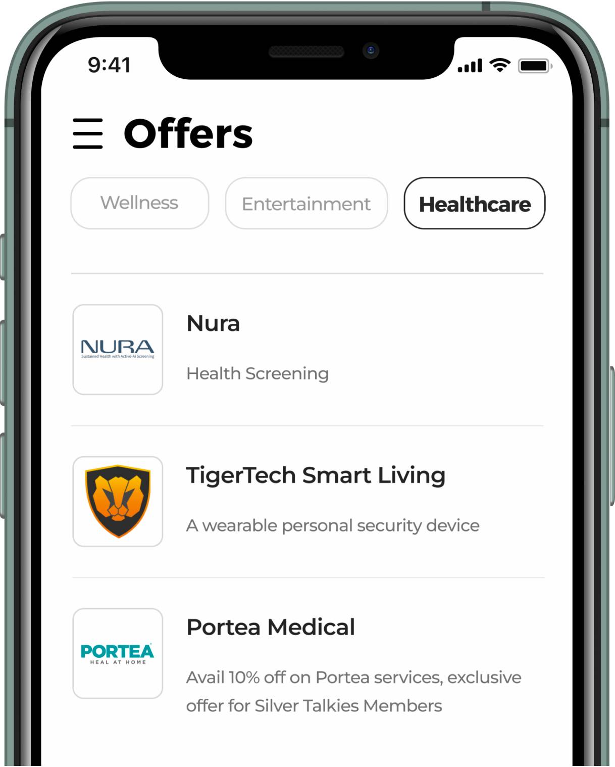 Offers in Healthcare section of Silver Talkies App
