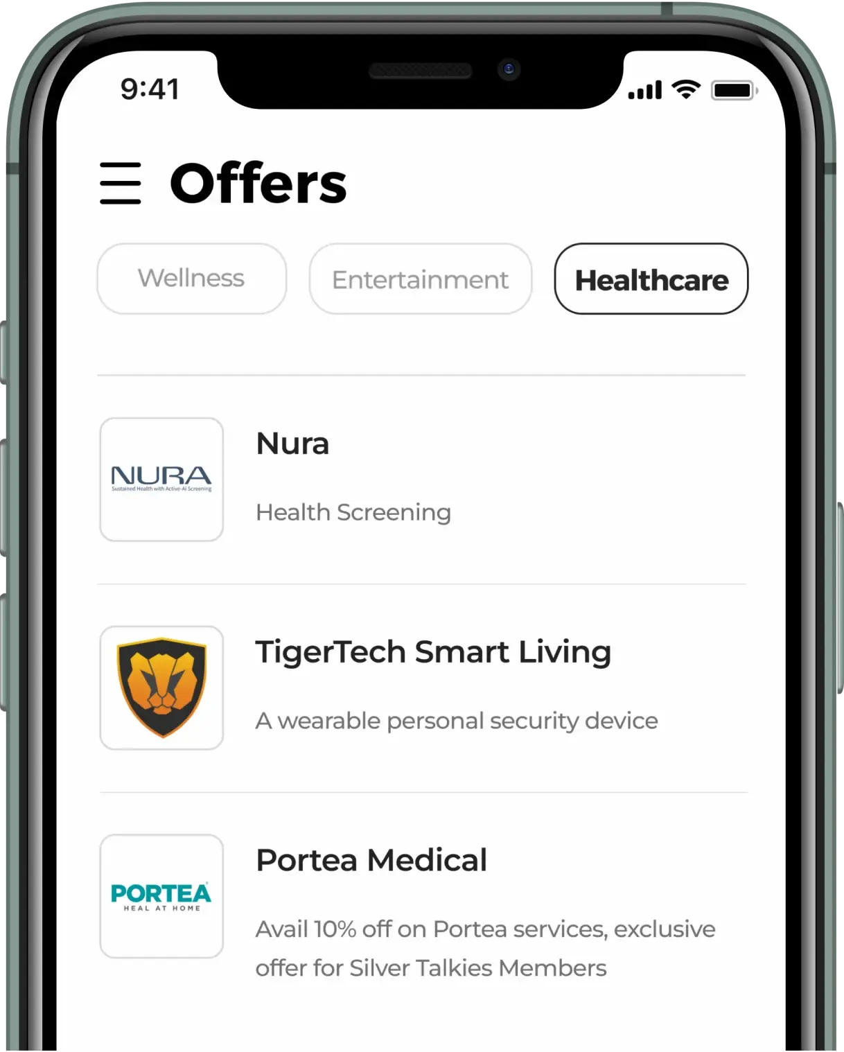 Offers in Healthcare section of Silver Talkies App