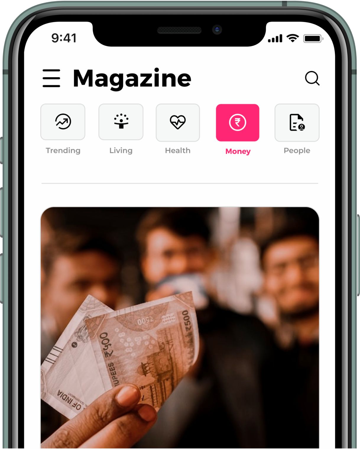 Magazine on Money Section in Silver Talkies App
